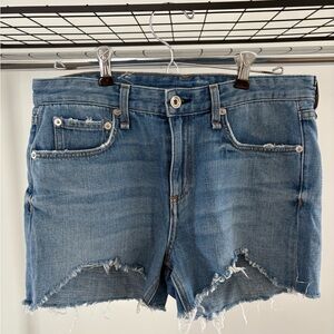 rag & bone Light Blue Distressed Jean Shorts